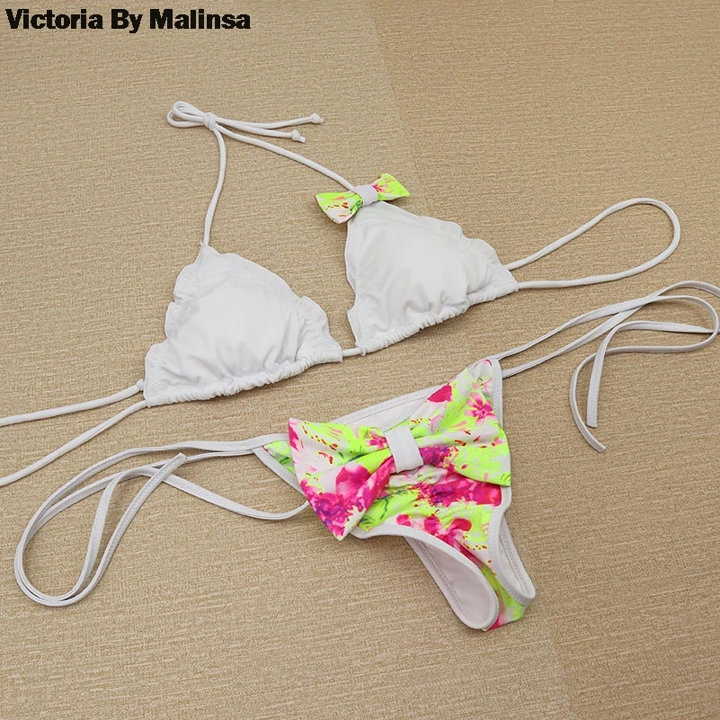 Conjunto de Bikini de triángulo con lazo para mujer, bañador negro secreto, Bikini con Tanga, traje de baño brasileño atrevido