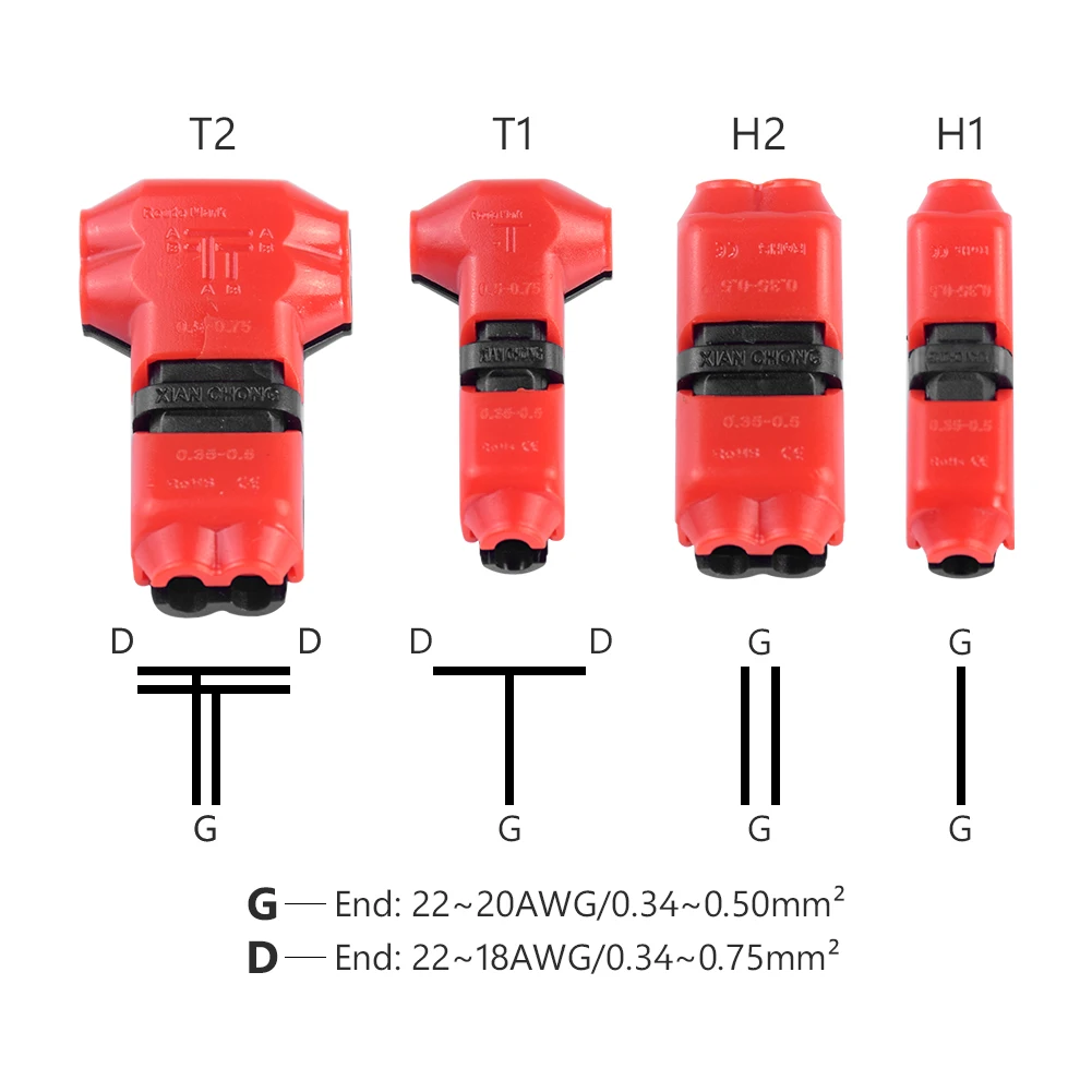 5pcs Quick Splice Scotch Lock Wire Wiring Connector for 1 Pin 2 Pin 22-18AWG LED Strip Wire Car Audio Cable Terminals Crimp