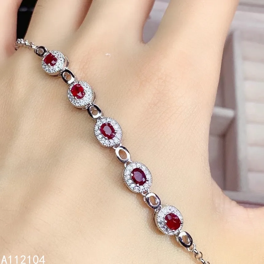 

KJJEAXCMY fine jewelry 925 sterling silver inlaid natural ruby women fashion vintage OL style oval hand bracelet support detecti