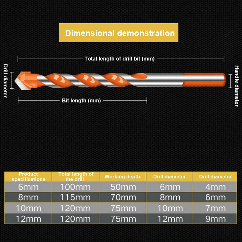 Imagem -04 - Ultimate Brill Bits Multi-material Triângulo Broca Diamante Definido para a Telha de Concreto Tijolo de Vidro de Pedra de Madeira de Plástico 312 mm