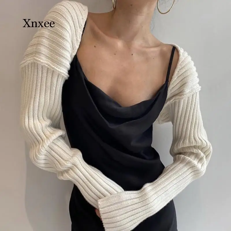 Fashion Women Outer Shawl Loose Bat Sleeves European and American Knitted Cardigan Top Sweater Girl Female