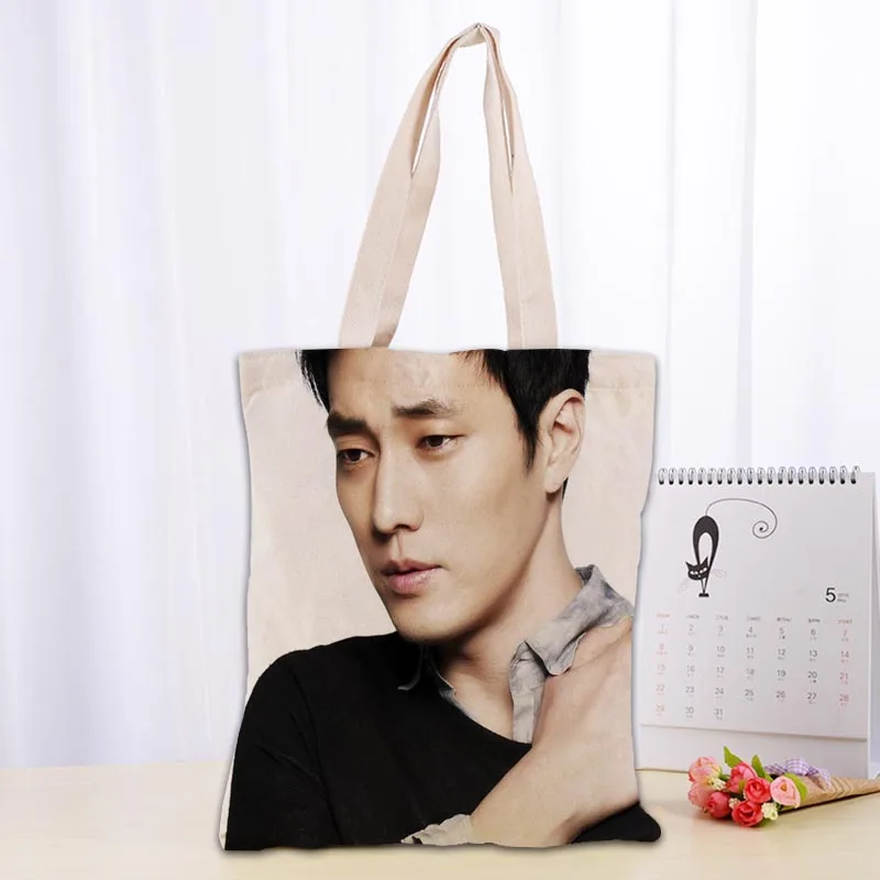 Personalizzato So Ji Sub KPOP Tote Bag Borse shopper a tracolla in tessuto di cotone per le donne Borse per la spesa riutilizzabili pieghevoli