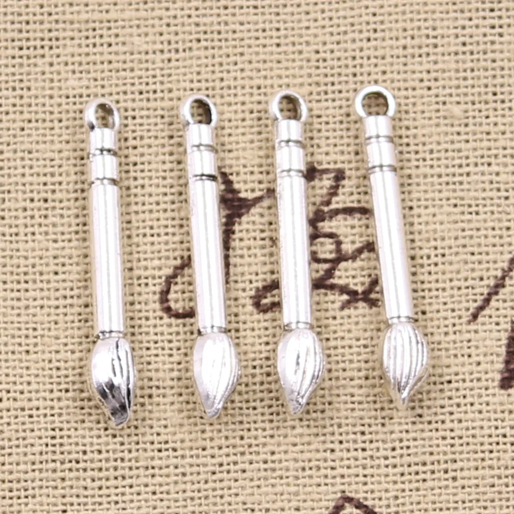 20pcs Charms Chinese Writing Brush 30x4mm Handmade Pendant Making fit,Vintage Tibetan Silver color,DIY For Bracelet Necklace