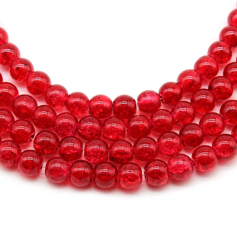 Natural Stone Red Cracked Quartz  Beads  For Jewelry Making DIY 8 10 12 mm Crystal Round Loose Beads Diy Bracelet Wholesale