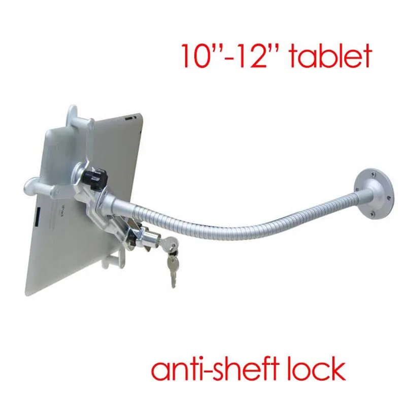 

DL-TBM-02 universal metal anti-theft 7"-10.6" tablet wall bracket holder with safety lock gooseneck soft tube