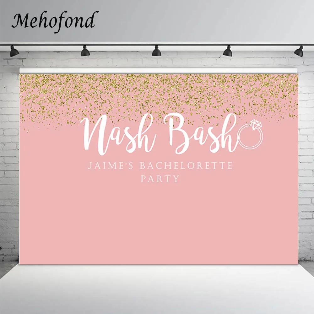 Mehofond Photography Background Bachelorette Party Banner Pink Solid Color Gold Decor Girl Backdrop For Photo Studio Photozone