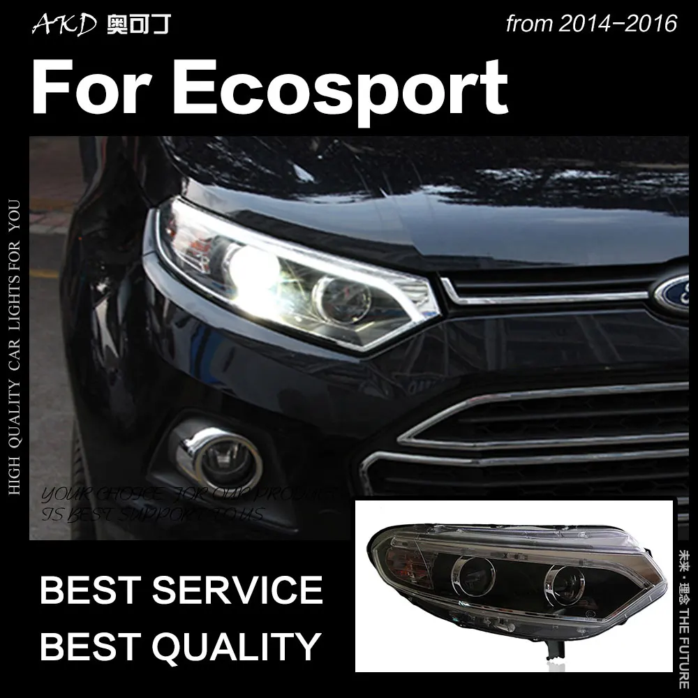 

AKD Car Styling for Ford Ecosport Headlight 2014 up Ecosport LED Headlight DRL Hid Head Lamp Angel Eye Bi Xenon Beam Accessories