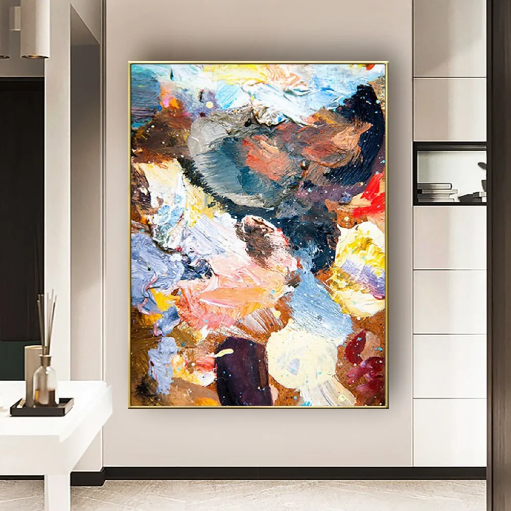 

Modern 100% Hand-Painted Abstract Oil Paintings Palette Knife Picture Canvas Art For Home Wall Poster Decor Living Room Entrance