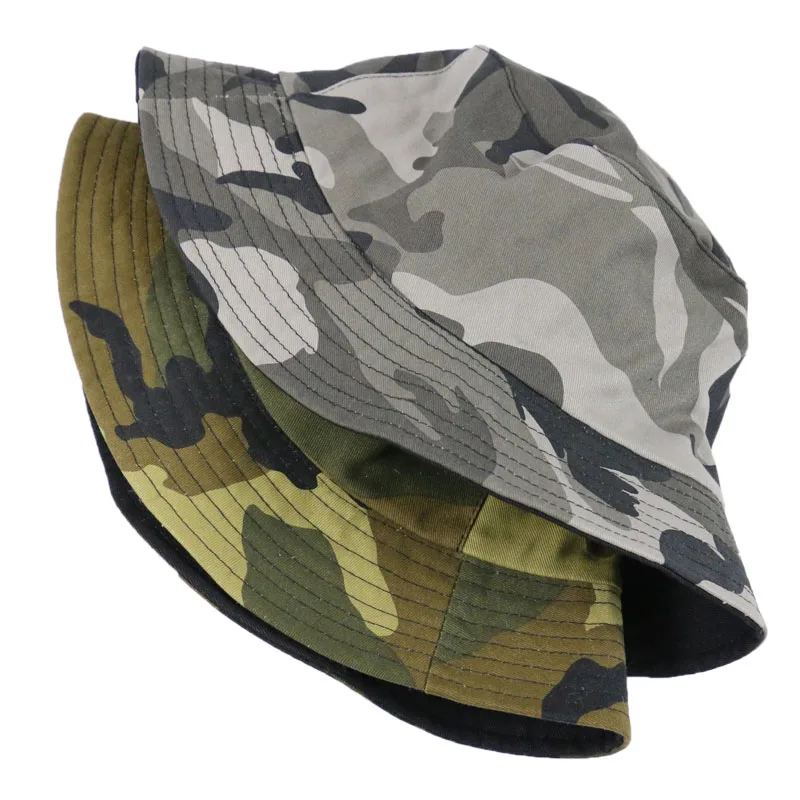 FOXMOTHER New Autumn Fashion Camo Gorras Casquette Army Green Camouflage Fishing Hats Bucket Caps Women Mens