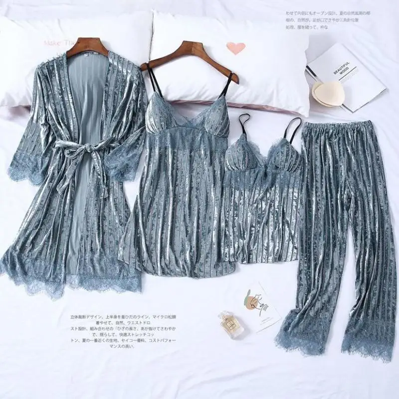 Velvet Robe Set Bride Bridesmaid Wedding Robe Sexy Sleepwear Female Nightgown Home Clothing Soft Gift Nightwear Homewear