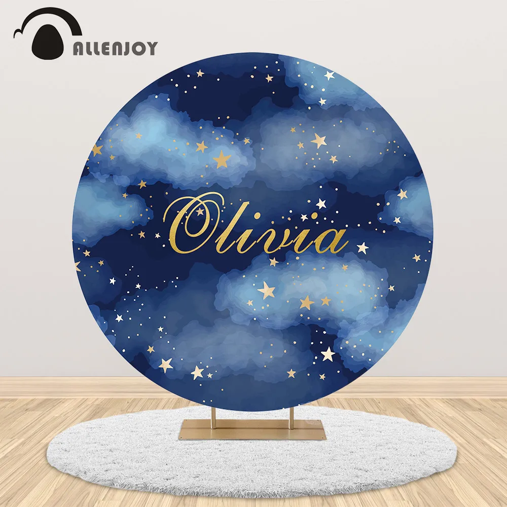 

Allenjoy Starry Sky Night Moon Star Sky Cloud Dreamy Round Backdrop Newborn Baby Portrait Photography Background Photo Studio