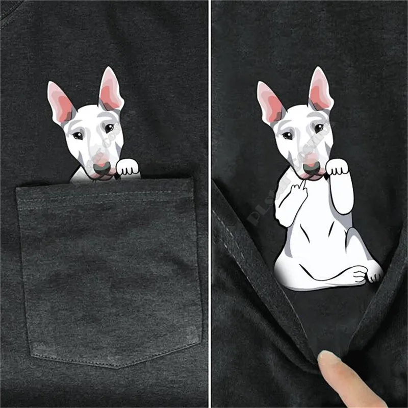 

PLstar Cosmos T Shirt summer pocket BULL TERRIER printed t-shirt men for women shirts tops funny cotton black tees