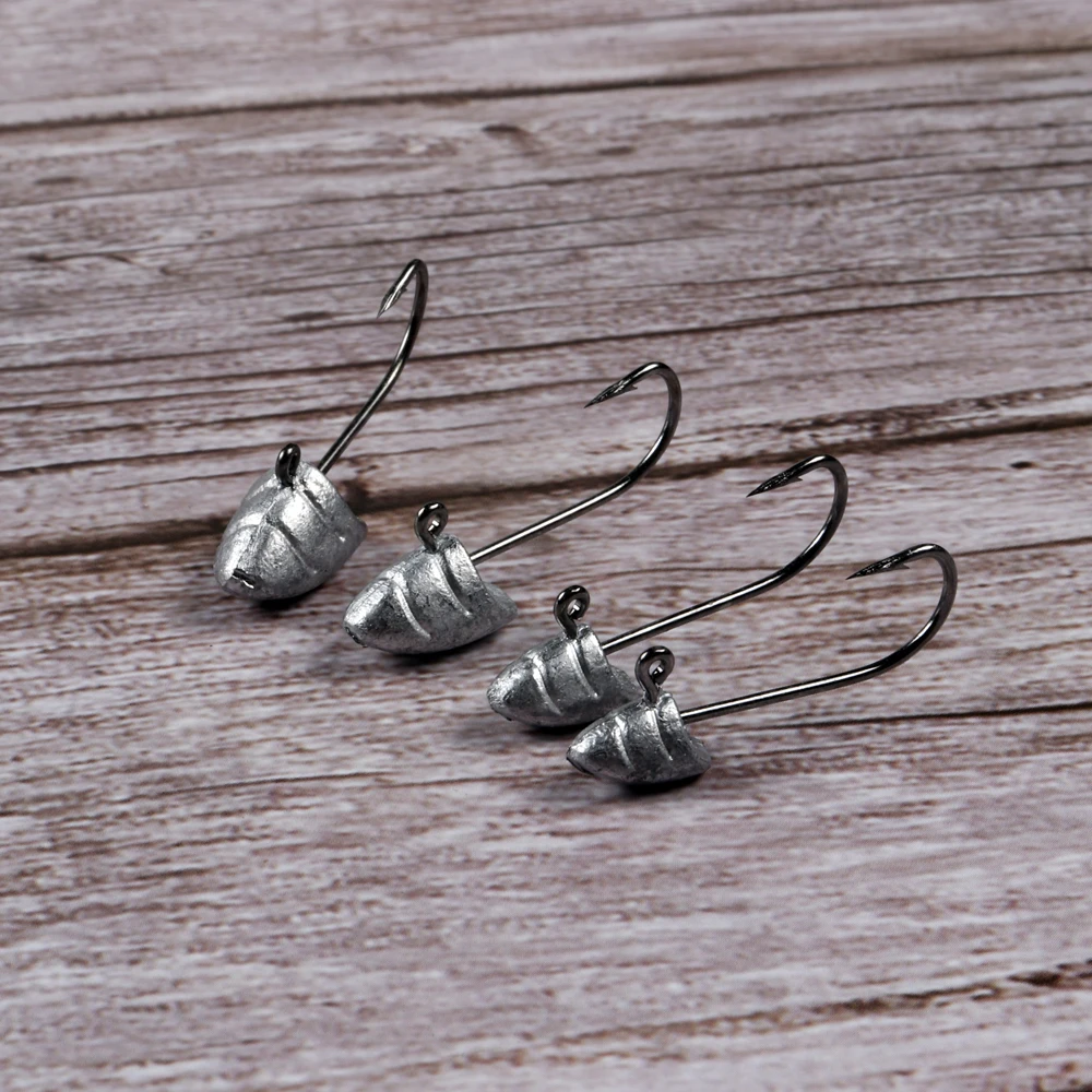 JOHNCOO 10pcs Head Hooks1.5g 2g 3.5g 5g Jig Head Barbed Hook Worm Soft Lure Exposed Jigging Hook Fishing Hooks