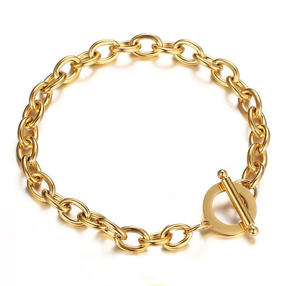 Edelstahl-Armband mit Ein-Wort-Schnalle, personalisierte Mode, Kreuz-Paar-OT, vielseitige runde Kette – Detail 1
