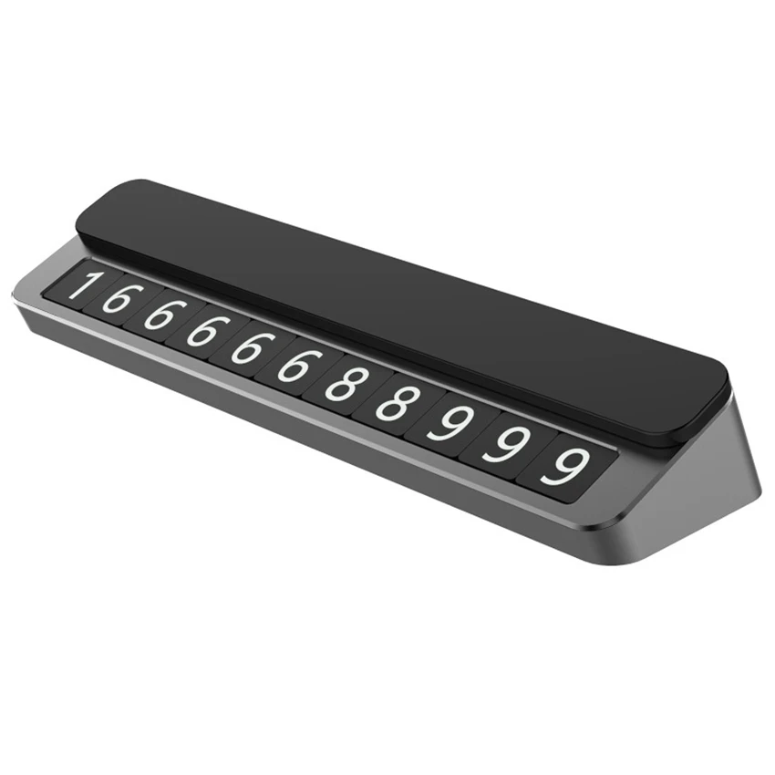 Temporary Parking Phone Number Parking Number Plate Auto Metal Phone Number Plate, Slide to Hide the Numbers (Gray)