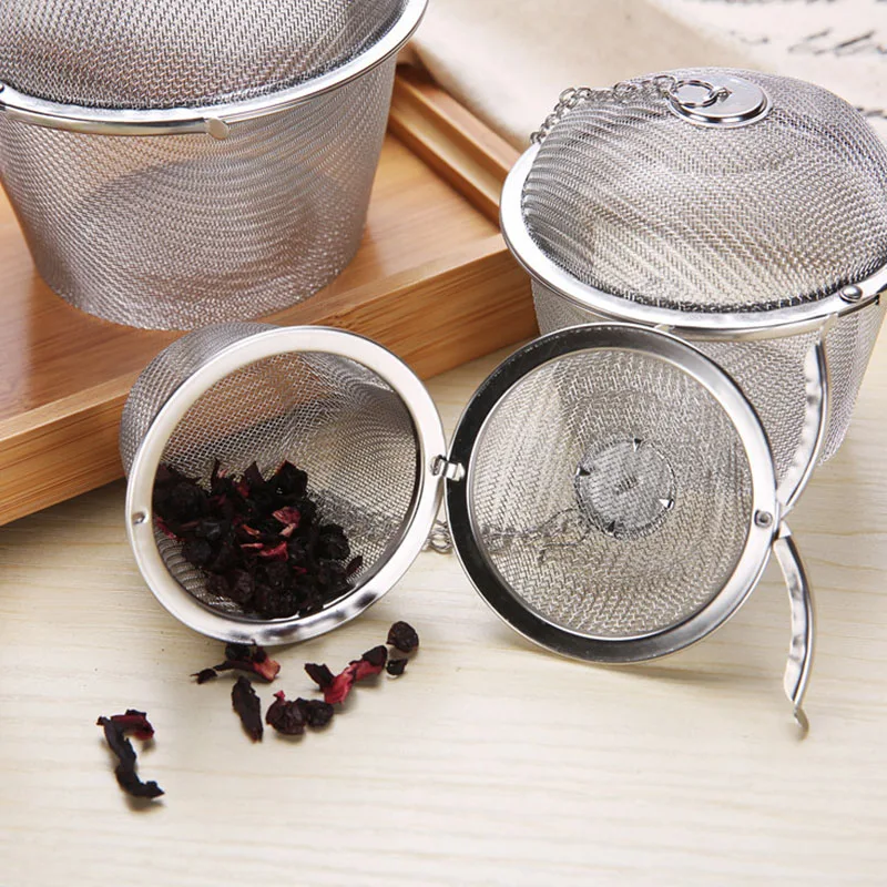 5 Size Stainless Steel Strainers Tea Locking Spice Egg Shape Ball Mesh Infuser Metal Tea Strainer Diffuser With Handles Lid