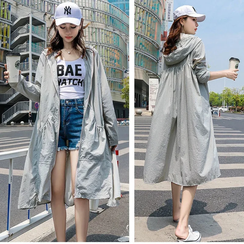 Ropa de protección solar para mujer, cortavientos con capucha de Súper Hada de verano 2025, longitud media, antiultravioleta, nueva chaqueta femenina L414