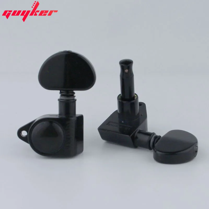 Guyker Guitar Machine Heads 3R3L 1:21 Sealed Tuners Tuning Key Pegs with Big handle Black