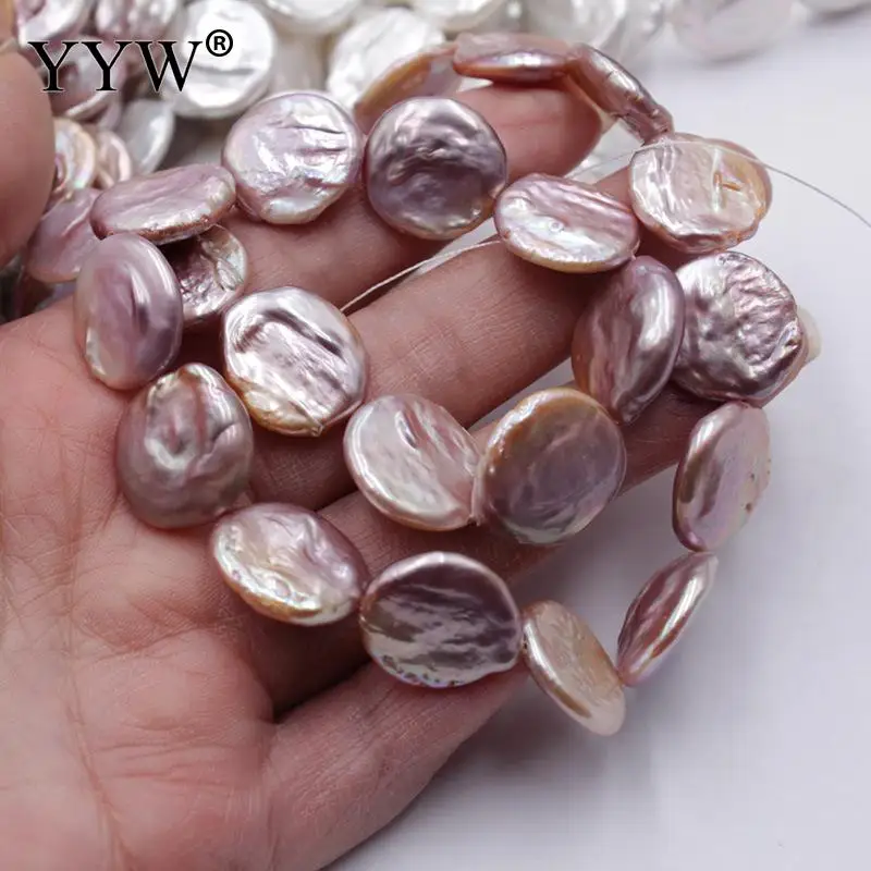 Imagem -06 - Contas de Pérola de Moeda Cultivada em Água Doce 1718 mm Rosa Roxo Branco Plano Contas Naturais para Faça Você Mesmo Colar Pulseira Fabricação de Joias