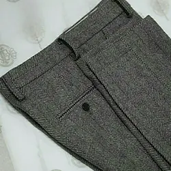 Pantalones de espiga gris para hombre, ropa de Tweed de lana, Retro, talla grande, otoño