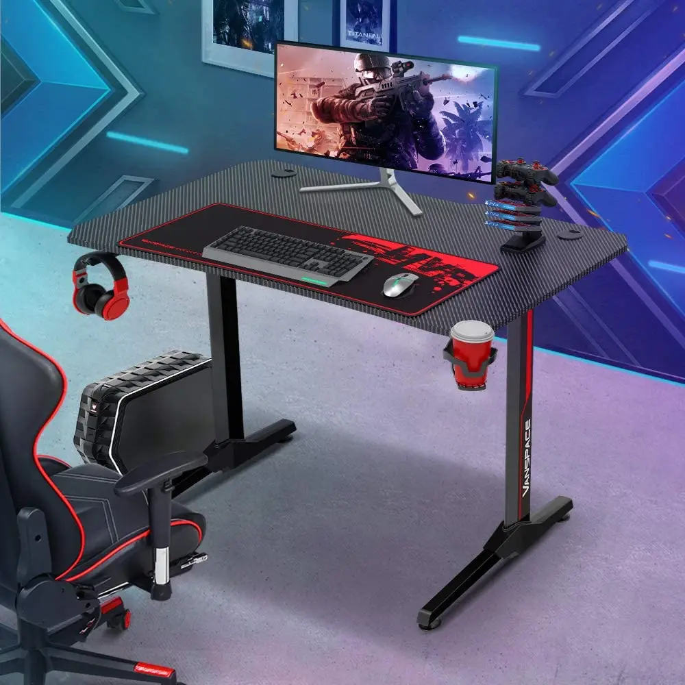 

43 Inch Ergonomic Gaming Desk E-sports Computer Table with Mouse Pad Gamer Tables Pro Workstation with USB Gaming Handle Rack