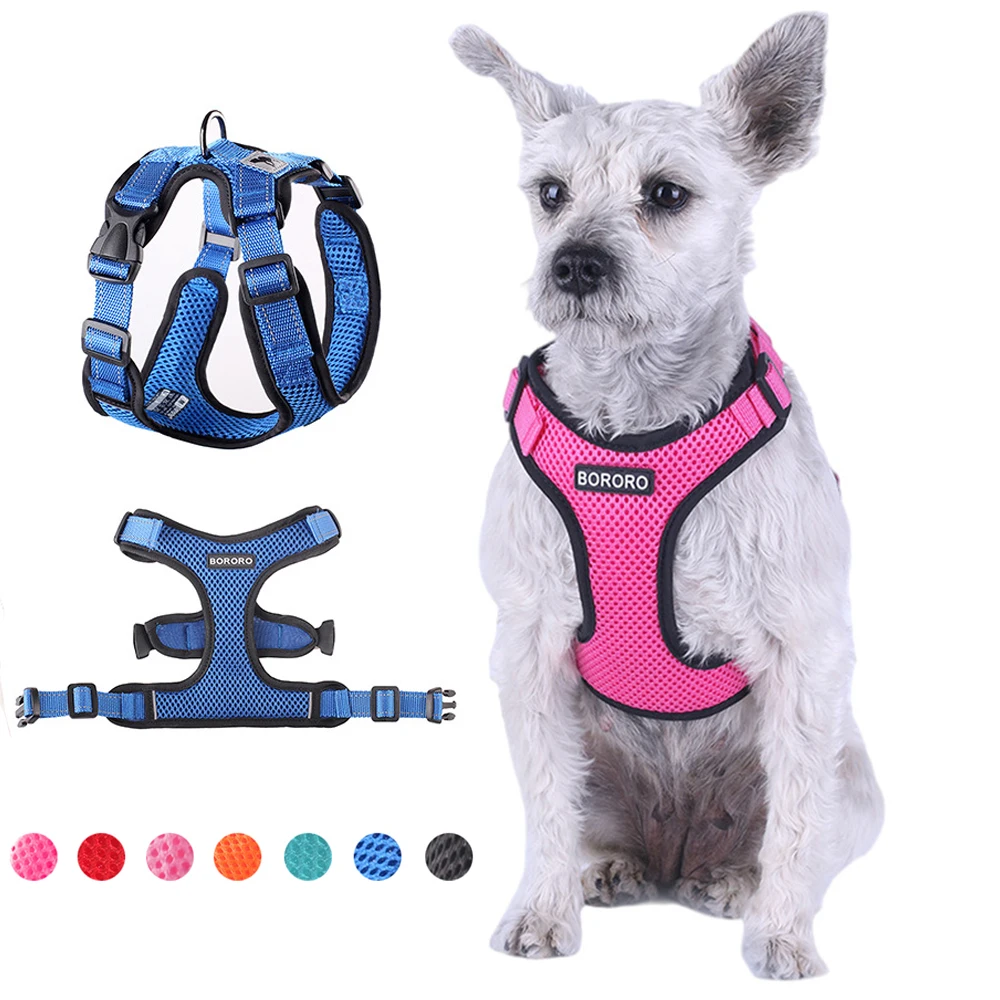 Adjustable Pet Training Product Chihuahua Pug No Pull Mesh Dog Harness Breathable Puppy Vest Reflective Harnesses For Small Dogs