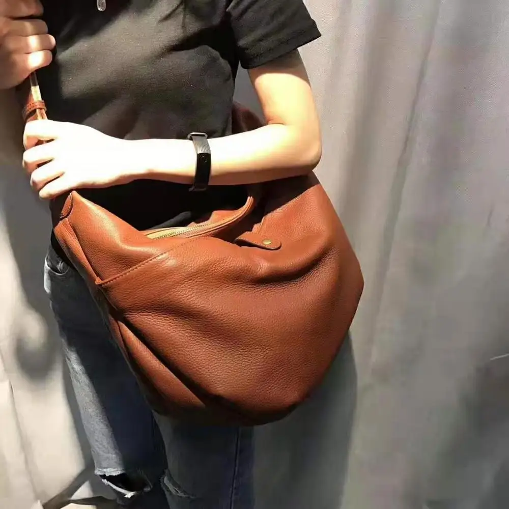 Woman Soft Cowhide Shoulder Bags Fashion Large Genuine Leather Tote Ladies Korean Design Casual Messenger Bag Feminina Handbags