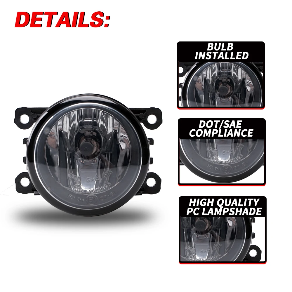 For Renault Sandero Logan Megane Symbol 2018-2020  Front Fog Lights Car Styling Spot Light Fog Lamps Black panel With