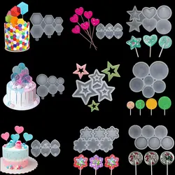 Stampo in Silicone lecca-lecca stella/cuore/rotondo cioccolato caramelle stampi per dolci di zucchero torta di compleanno accessori da forno stampo epossidico