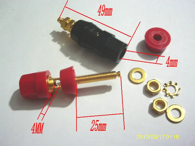 100PCS lot Gold plated audio speaker binding post  for 4mm Banana plug connectors Selling