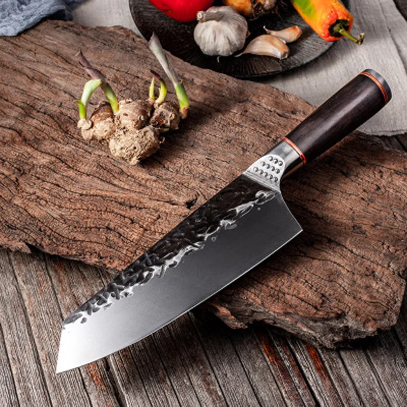 5CR15 High Carbon Cleaver Durable Chef Slicing Chopping Knife Ultra Sharp Blade Color Wood Handle Knives Chinese Kitchen Knife