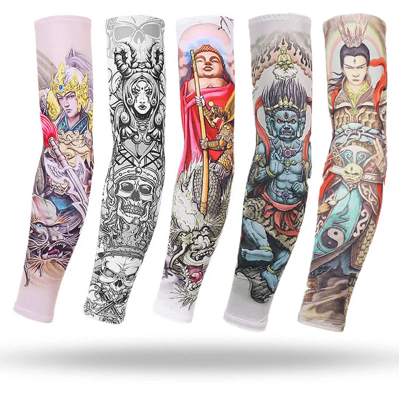 Silk Cycling Arm Sleeves Warmers Men Tattoo Sleeve Women Sun Protection Quick Cool Arms Sleeves Basketball Football Arm Cover