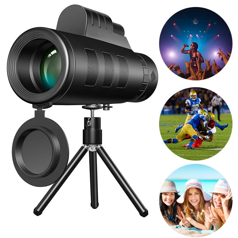 HD Telescope Lens Monocular 40X60 Zoom Monocular Camping Pocket Telescope + SmartPhone Holder Phone Camera Lens for Cellphone