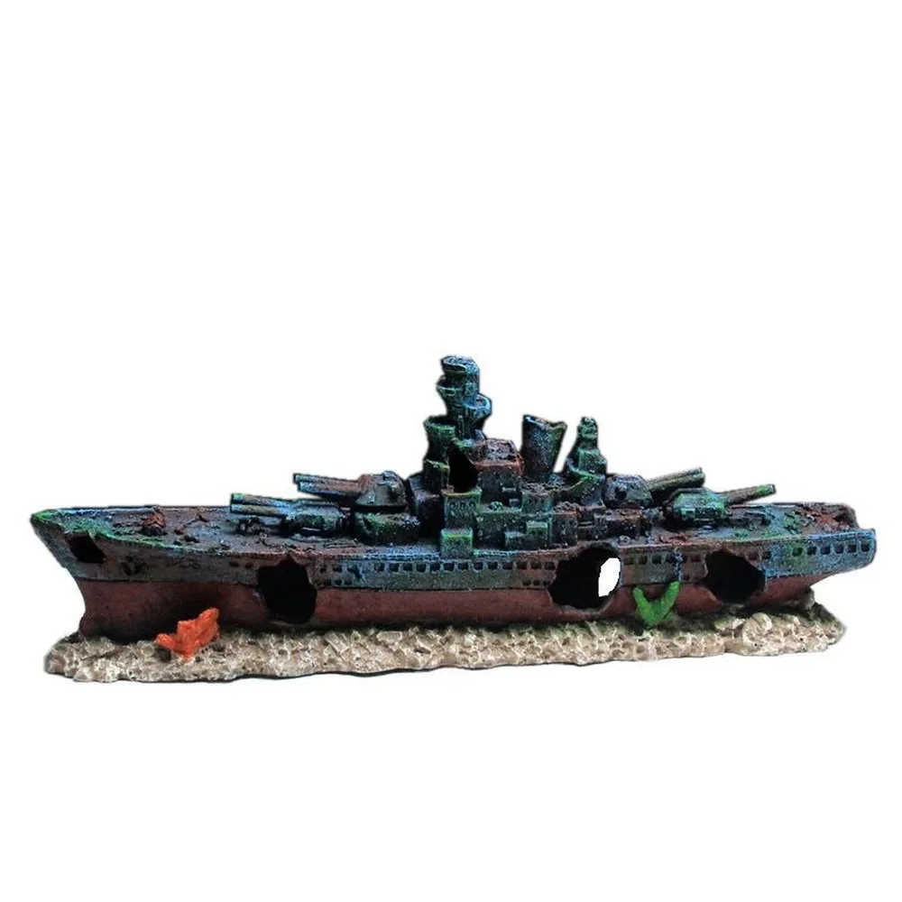 Hot Sale Resin Aquarium Decorations Lost Wrecked Boat Ship Aquarium Decoration Ornament Wreck Tank Accessories Dropship