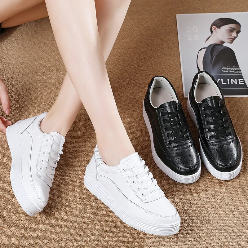 Tenis Mujer Outdoor Trainers platform Lightweight Solid Color Gym Shoes For Women Tennis Shoes Ladies Flat Sneakers white Black