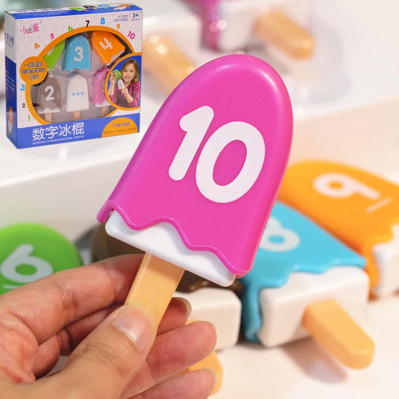 10Pcs/set Digital Ice Cream Mathematics Enlightenment Color Number Matching Toy Childhood Educational Math Toys For Children