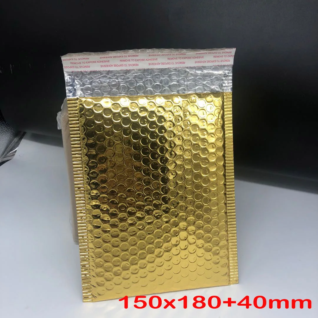 10pcs Gold Foil Plastic Padded Bubble Envelopes Bags Mailers Envelope With Bubble Mailing Bag Business Wedding Gift Supplies