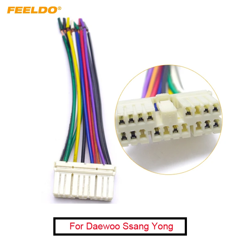FEELDO-Adaptador de arnés de cableado estéreo para Radio de coche, enchufe macho para Daewoo Ssang Yong Actyon/Korando Chevrolet Spark # FD5691, 1 unidad