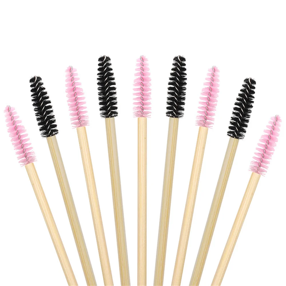 50 Bằng Tre Tay Cầm Mi Bàn Chải Dùng Một Lần Chải Chân Mày Cây Nối Mi Mascara Hoa Dây Applicator Nữ Dụng Cụ Trang Điểm