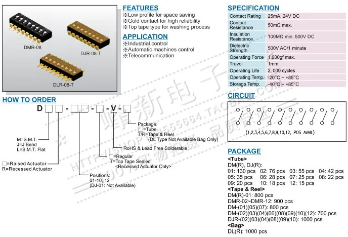 3Pcs Taiwan Hittebestendige Zwarte Vergulde Ic Patch 2P2 Bit Codeerschakelaar Platte Toggle 2.54Mm toonhoogte Schakelaar