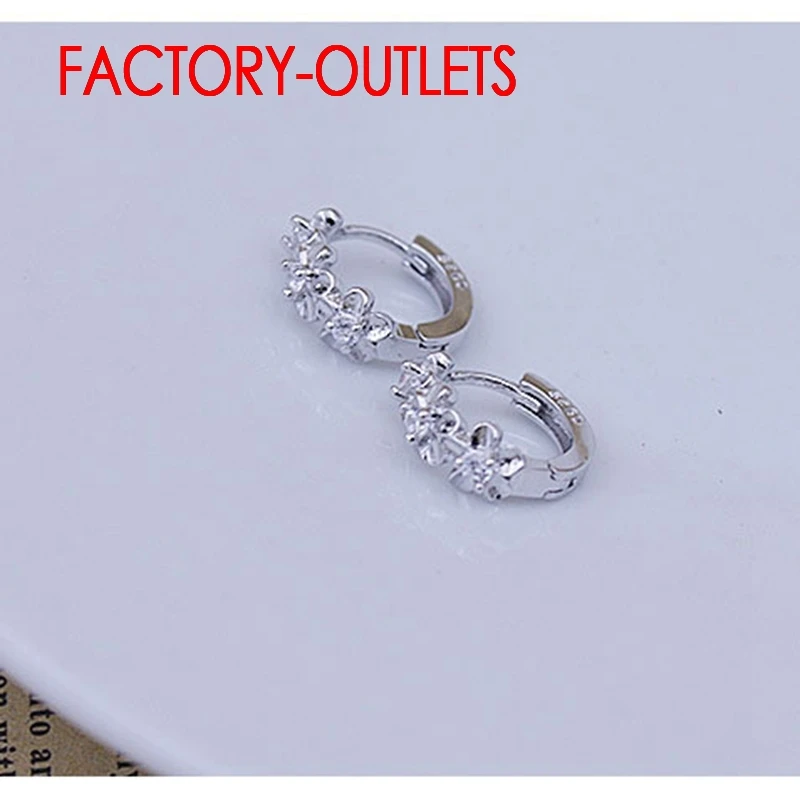 Woven Flowers Shape 925 Sterling Silver Needle Hoop Earrings For Women Embed CZ Crystal Pretty Earring For Wedding Big Promotion