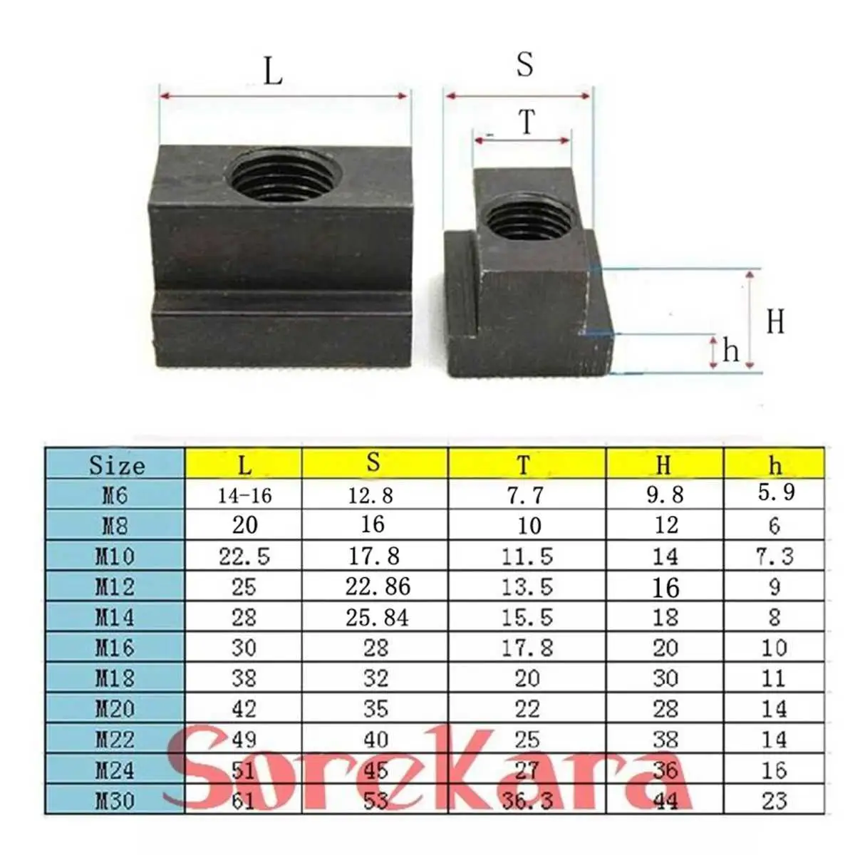 M6 M8 M10 M12 M14 M16 Carbon Steel T-Slot Nut Clamping Table Slot Milling T Sliding Nut Block Slot