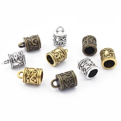 20Pcs Tibetan Silver/Bronze/Gold End Caps Beads Tassel Cap Charms For 5mm Round Leather Cord Bracelet Jewelry Accessories