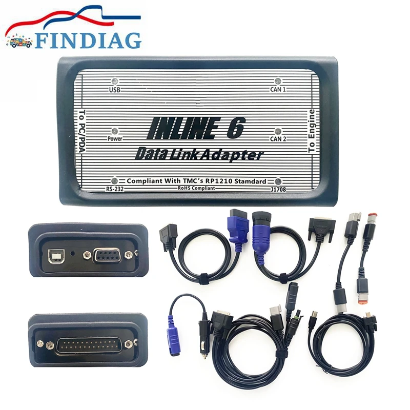 

for INLINE 6 Data Link Adapter Insite 8.7 Heavy Duty Scanner Inline6 Full Cable Diagnostic Tool Multi-Languagues