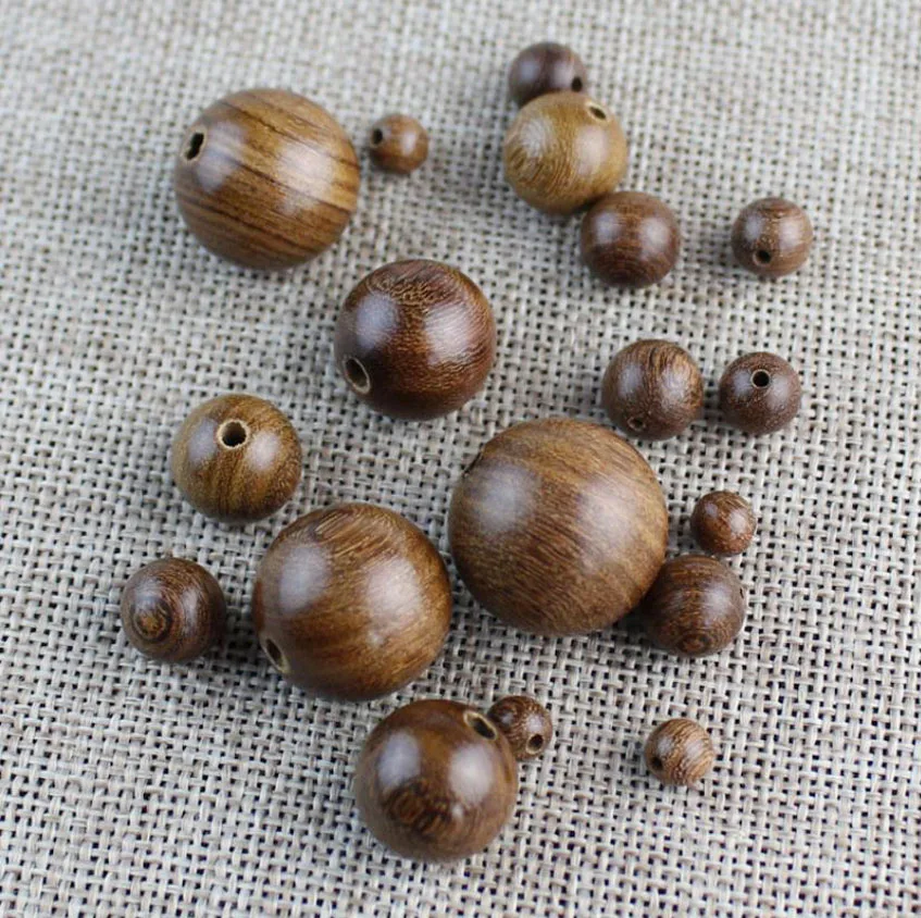 Natural Round Wooden Prayer Buddha Beads Sandalwood Charm Round Loose Spacer Wood Beads for Jewelry Making DIY 6/8/10/20MM