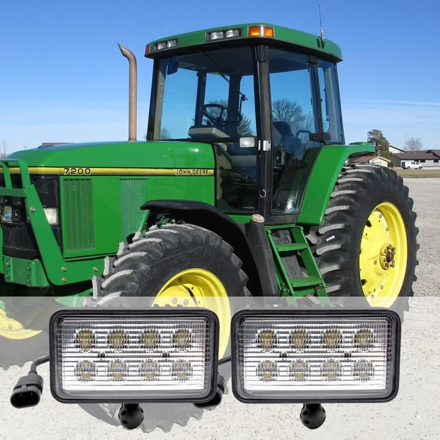 Rectangular 40w Led Tractor Work Light For John Deere 7000-9000 Led Hood  Lamp Handrail Floodlight Bottom/side Mount Brackets X2 - Light Bar/work  Light - AliExpress