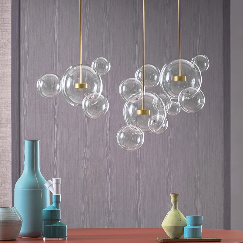 Nordic post modern pendant light Art Deco Glass Bubbles globe pendant light 90-260v Living Room bedside kitchen hanging lights