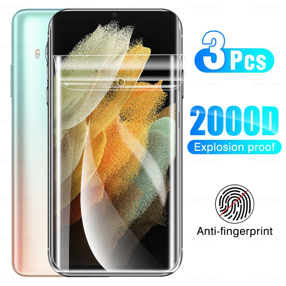 3Pcs Full Hydrogel Screen Protector Soft For Samsung Galaxy S21 Ultra 5G Phone Protective Screen Protector Not Tempered Glass