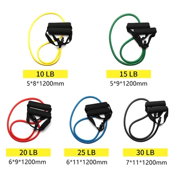 5 Levels Pull Rope Fitness Elastic Bands Resistance Bands with Handles Training Exercise Tube Band  Workouts Strength Equipment