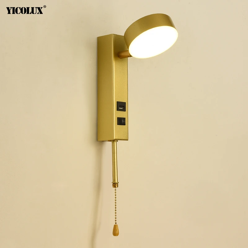 Modern LED Wall Lamps For Living Room Bedroom Bedside USB Interface Indoor Lighting Luminaire Wandlamp Switch Industrial Sconce